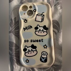 Adorable Cow-Themed Phone Case - Cream